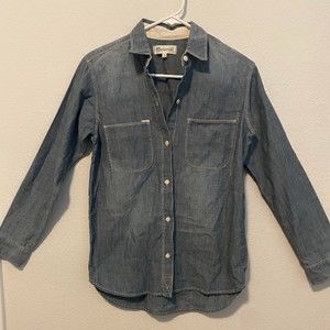 Madewell Perfect Chambray Denim Button Up Shirt Xs - image 1